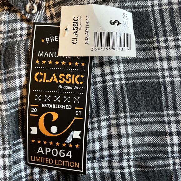 Classic Rugged Wear Men’s Shirt 3XL Gray Plaid Flannel Cotton Workwear Cabincore - Picture 4 of 7